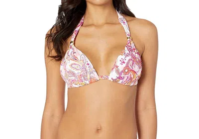 Polo Ralph Lauren Fiesta Paisley Molded Cup Slider Bikini Top In Pink
