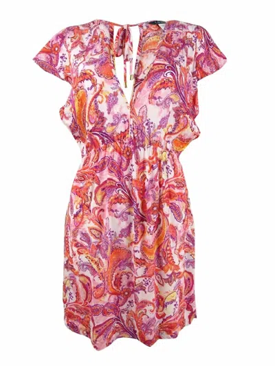 Polo Ralph Lauren Fiesta Paisley Printed Tunic Dress In Pink In Multi