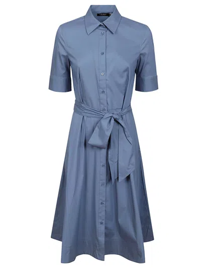 Ralph Lauren Finnbarr Short Sleeve Casual Dress In Pale Azure