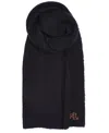Ralph Lauren Fisherman Rib With Leather Logo Scarf In Blue