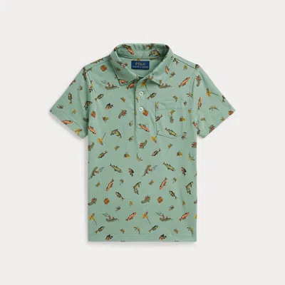 Ralph Lauren Kids' Fishing-print Cotton Jersey Polo Shirt In Fishing Trip Print In Green