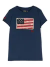 Polo Ralph Lauren Blue Navy Cotton Crew-neck T-shirt With Flag Patch In 蓝色