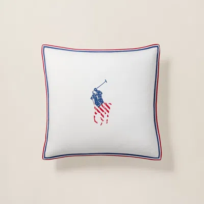 Polo Ralph Lauren Flag Big Pony Throw Pillow In White Multi
