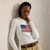 Ralph Lauren Flag Cable-knit Cotton Cropped Sweater In White
