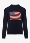 Ralph Lauren Flag Cashmere Knit Sweater In Black