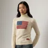 Ralph Lauren Flag Cashmere Turtleneck Sweater In Neutral