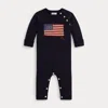 Ralph Lauren Babies'  Flag Cotton Coverall In Blue