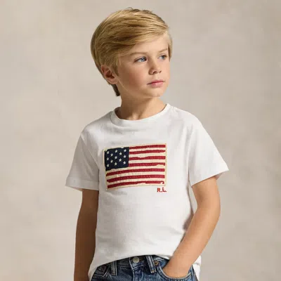 Ralph Lauren Kids' Flag Cotton Jersey Tee In White