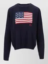 Polo Ralph Lauren Flag Cotton Crewneck Sweater Woman Sweater Navy Size S Cotton In Blue