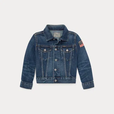 Polo Ralph Lauren Kids' Flag Denim Trucker Jacket In Blue