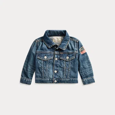 Ralph Lauren Babies' Flag Denim Trucker Jacket In Inwood In Blue