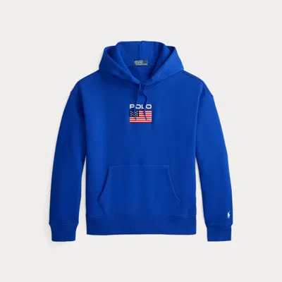 Ralph Lauren Flag Fleece Hoodie In Blue