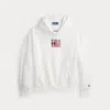 Ralph Lauren Flag Fleece Hoodie In White