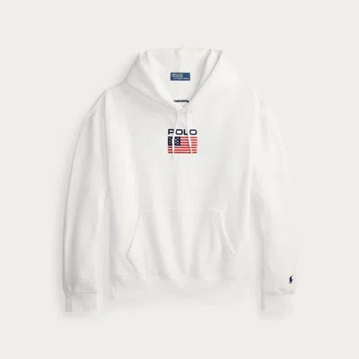 Ralph Lauren Flag Fleece Hoodie In White