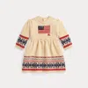 Ralph Lauren Flag-intarsia Cotton-wool Dress In Neutral