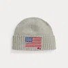 Ralph Lauren Flag-intarsia Wool-blend Beanie In Gray