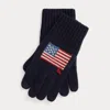 Ralph Lauren Flag-intarsia Wool-blend Touch Gloves In Blue