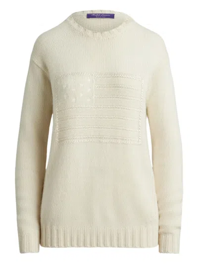Ralph Lauren Flag-motif Crew-neck Sweater In White