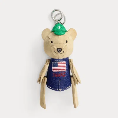 Ralph Lauren Flag Polo Bear Suede-leather Bag Charm In Multi