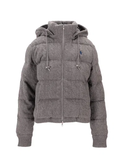 Ralph Lauren Sweater Puffer Coat In Gray