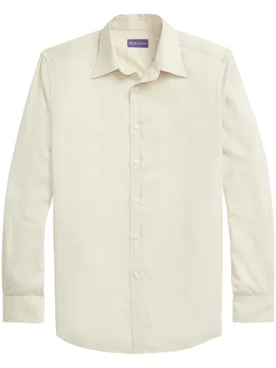 Ralph Lauren Flannel Tailored Cotton Shirt In Neutrals