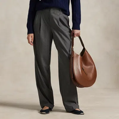 Ralph Lauren Flannel Wide-leg Pant In Gray