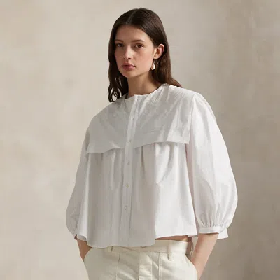 Ralph Lauren Flapped-bib Cotton Poplin Shirt In Neutral
