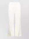 Ralph Lauren Flared Cotton Blend Trousers With Pockets And Pressed Crease In White