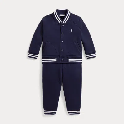 Ralph Lauren Babies' Fleece Baseball Jacket & Jogger Pant In Refined Navy In Blue