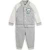 Ralph Lauren Fleece Baseball Jacket & Joggers Set In Gray