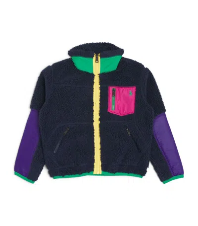 Ralph Lauren Polo  Kids Fleece Colour-block Jacket (6-14 Years) In Navy