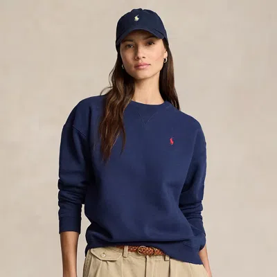 Ralph Lauren Fleece Crewneck Sweatshirt In Cruise Navy