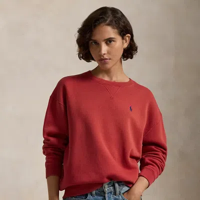 Polo Ralph Lauren Fleece Crewneck Sweatshirt In Sunrise Red