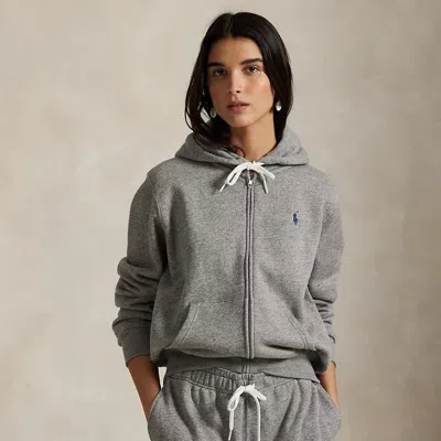 Ralph Lauren Fleece Full-zip Hoodie In Gray