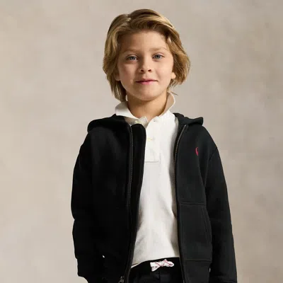 Ralph Lauren Full-zip Hoodie With Logo Embroidery Kids In Black