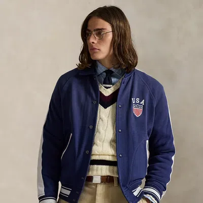 Ralph Lauren Fleece Graphic Jacket In Blue