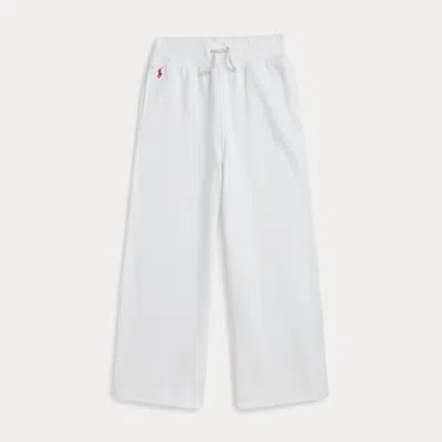 Polo Ralph Lauren Kids' Fleece Wide-leg Tracksuit Bottoms In White