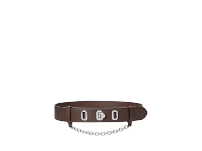 Ralph Lauren Flip-lock Leather Wide Belt Women's Belts Dark Mahogany: Lg (37" Waist) In Brown