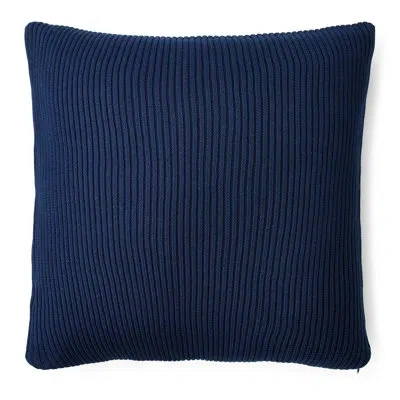 Ralph Lauren Flora Rib Knit Cotton 18" Throw Pillow Cover & Insert In Cotton,navy