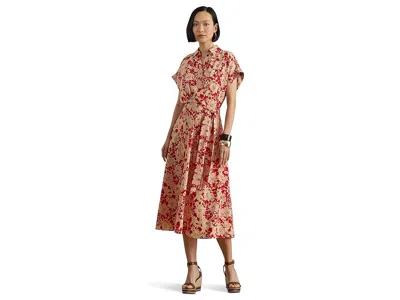 Ralph Lauren Floral Belted Crepe Dress In Multi