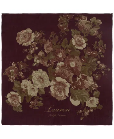 Ralph Lauren Floral Bouquet Square Scarf In Dark Garnet