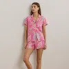 Ralph Lauren Floral Cotton-blend Lawn Boxer Sleep Set In Pink