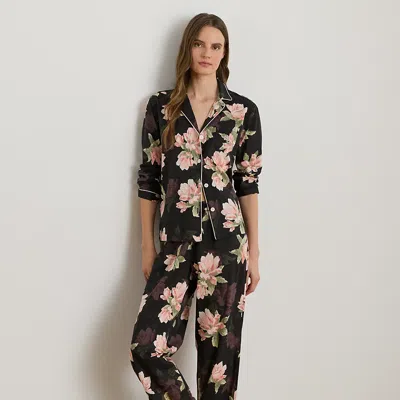 Ralph Lauren Floral Cotton-blend Lawn Sleep Set In Black