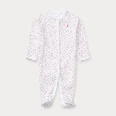 Ralph Lauren Babies' Floral Cotton Footed Coverall In White Multi