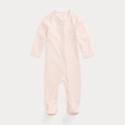Ralph Lauren Babies' Floral Cotton Interlock Footed Coverall In White Multi Floral In Pink