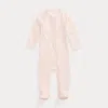 Polo Ralph Lauren Floral Cotton Interlock Footed Coverall In White Multi Floral