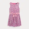 Ralph Lauren Kids' Girl's Sleeveless Cotton Poplin Fit & Flare Dress In Palais Floral Hot