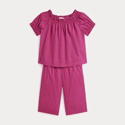 Ralph Lauren Babies'  Floral Cotton Poplin Top & Pant Set In Multi