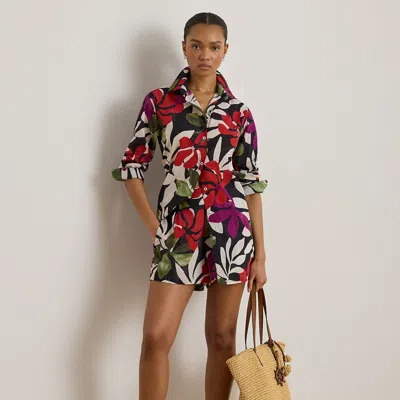 Ralph Lauren Floral Cotton Shirt & Short Cover-up Set In Multi