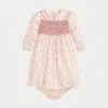 Ralph Lauren Floral Cotton Twill Dress & Bloomer In Pink